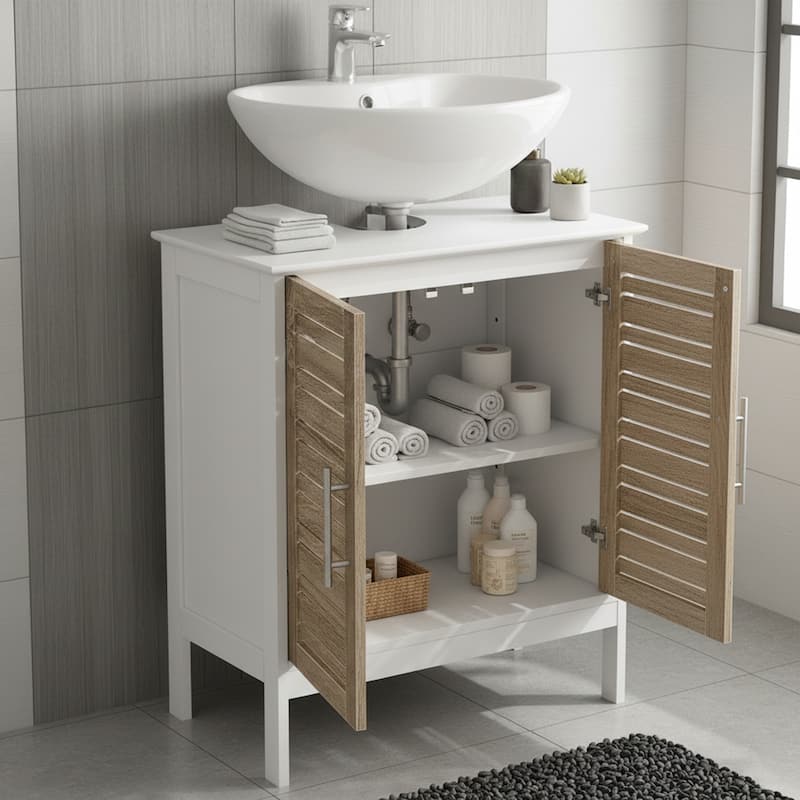 Stockholm Vanity Under-Sink Cabinet Double Vented Doors - 24"L x 11.8"D x 27.9"H