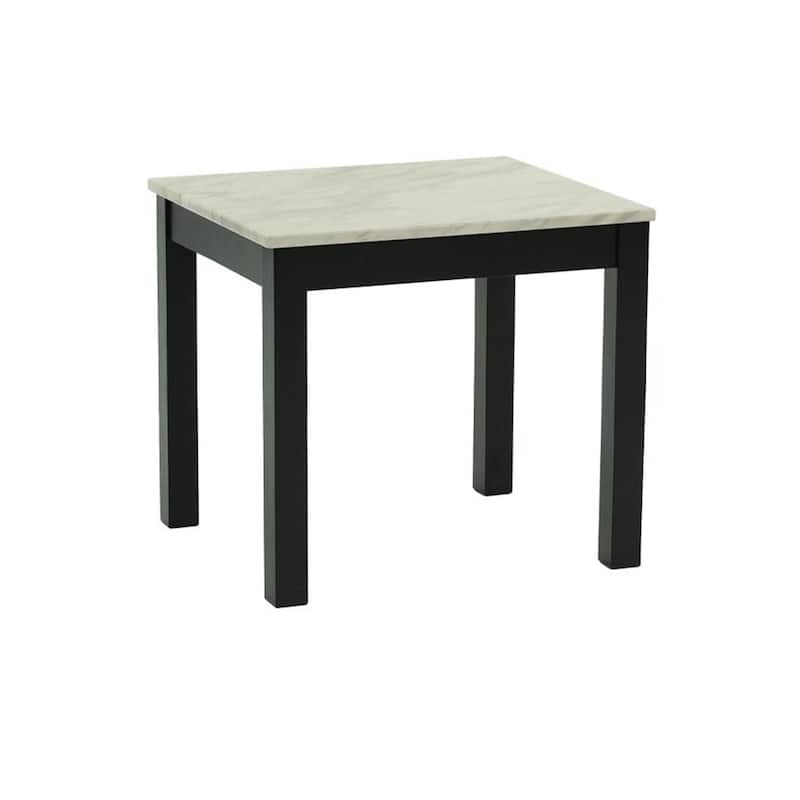 3 Piece Coffee Table and End Table with Faux Marble Top, Black and White