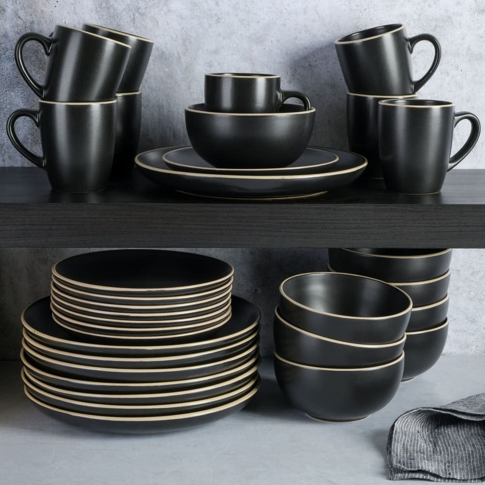 Gibson Home Rockaway 32-Piece Stoneware Dinnerware Set