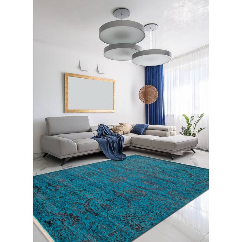 ECARPETGALLERY Hand-knotted Heritage Blue Silk, Wool Rug - 6' 2" x 9' 1"