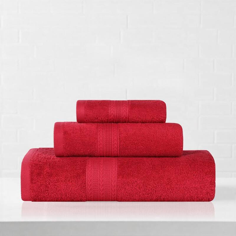 Superior Eco-Friendly Cotton 3-Piece Towel Set - Cranberry