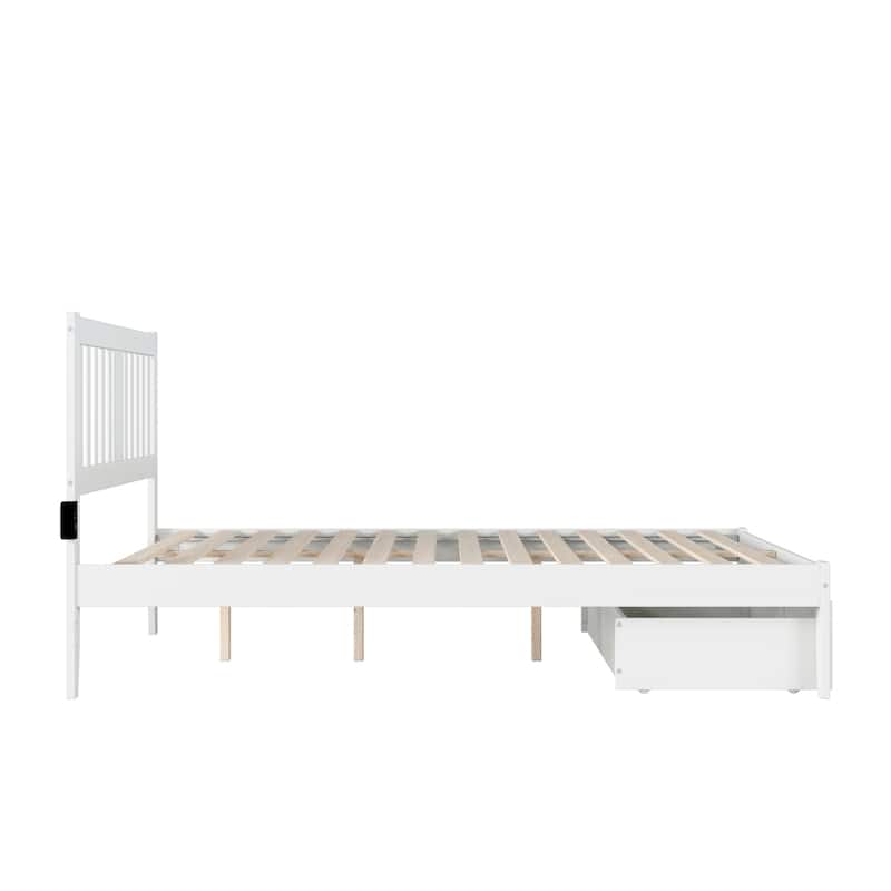 Bed with Foot Drawer & USB Charger - Grey - 80x60x38 - Storage Bed