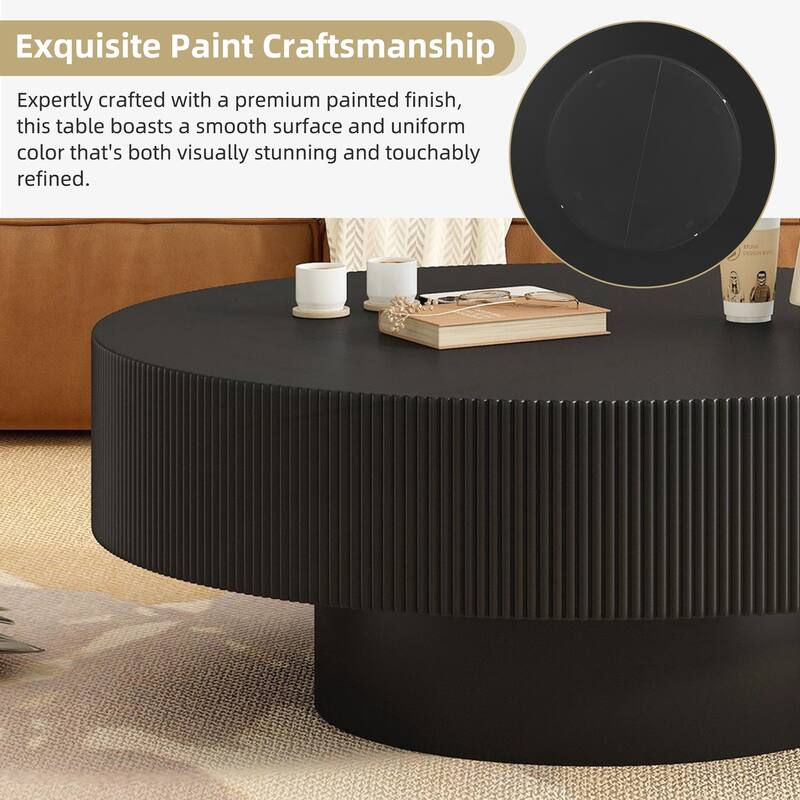 Elegant Easy Assembly Round Coffee Table - Black