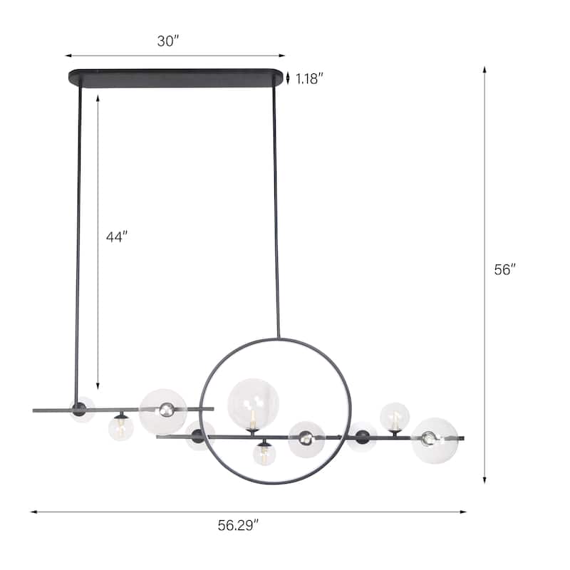 Modern Sputnik 10-Light LED Pendant Lamp With Glass Shade