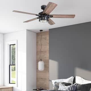 Honeywell Bonterra Rustic Farmhouse Black Ceiling Fan with LED Light & Remote Control - 52-inch