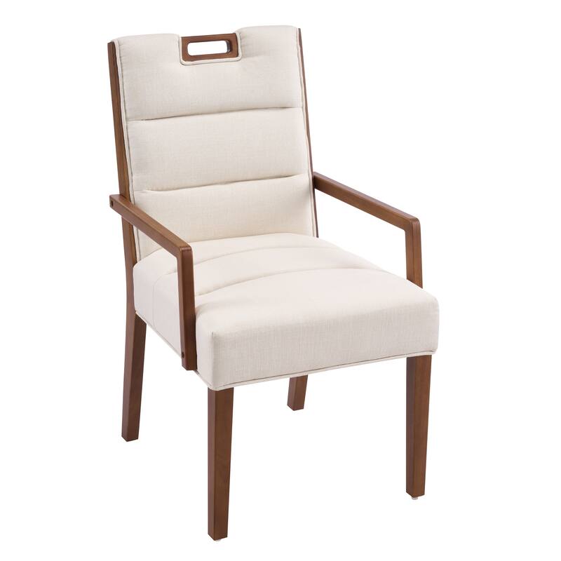 Christopher Knight Home - Modern Upholstered Rubber Wood Dining Chairs with Armrests