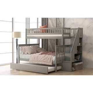 Twin over Full Bunk Bed with Trundle & Storage