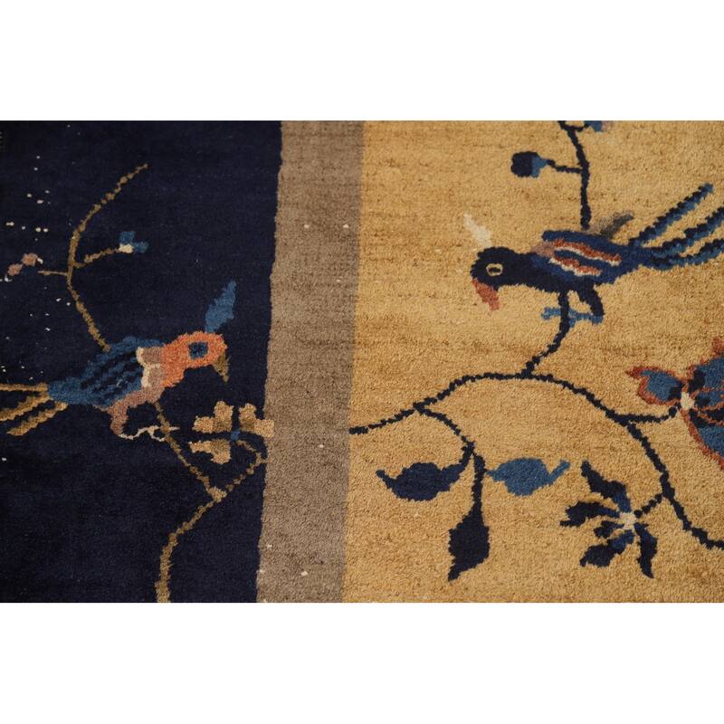 Vegetable Dye Art Deco Chinese Vintage Rug Hand-Knotted Wool Carpet - 6'0"x 11'8"