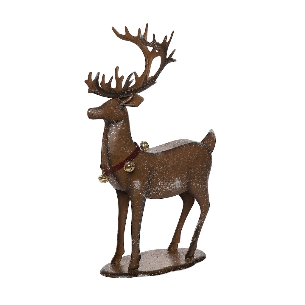 Transpac Metal 17.5 in. Brown Christmas Standing Reindeer with Bells