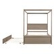 preview thumbnail 7 of 25, Wood Canopy Bed with Pull Out Trundle Bed, Full Size Canopy Platform Bed with Headboard and Footboard - No Box Spring Needed