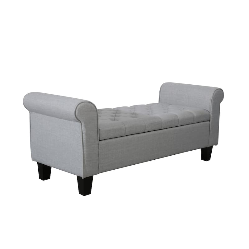 Porthos Home Theon Fabric Flip Top Button Tufted Storage Bench - Grey