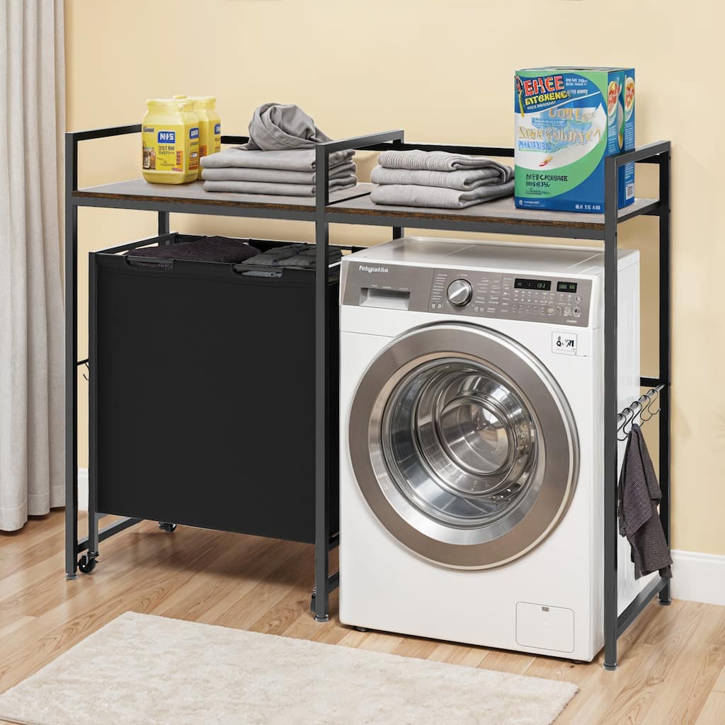 Bathroom Room Shelf Washing Machine Storage Rack With Basket