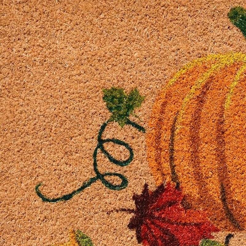 HomeRoots 24" X 36" Natural And Orange Coir Pumpkin Outdoor Fall Door Mat - 24' X '36