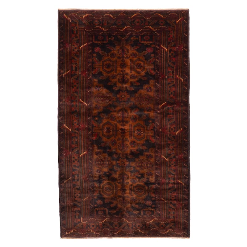 ECARPETGALLERY Hand-knotted Teimani Black, Copper Wool Rug - 4'2 x 7'2