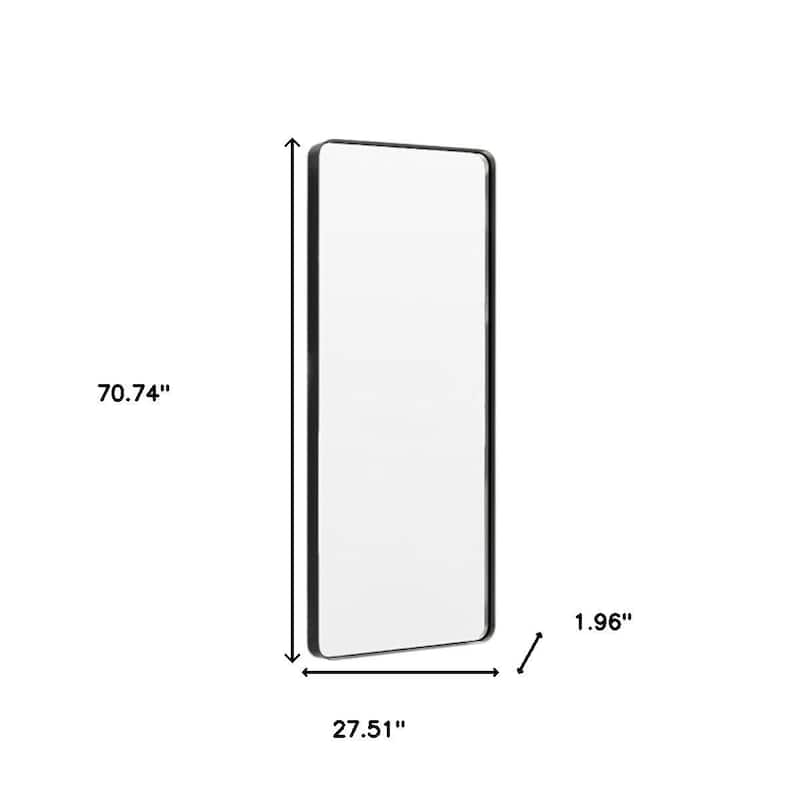 HomeRoots 71" Black Metal Framed Full Length Mirror - 27.51 in. x 70.74 in. x 1.96 in.