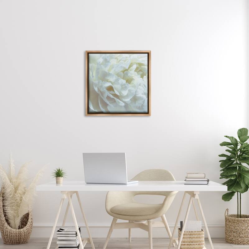 Stupell Elegant White Petals Framed Floater Canvas Wall Art Design By David Pollard