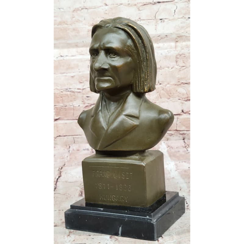 Franz Liszt Bronze Bust – Hungarian Composer Statue On Marble Base