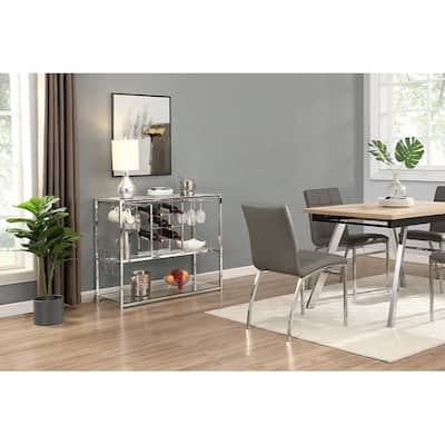 Chrome Wine Rack Silver Modern Glass Metal Frame Wine Storage