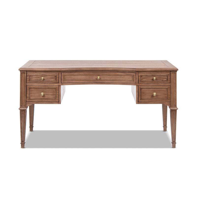 Dauphin 55" Modern Farmhouse 5-Drawer Solid Wood Executive Desk