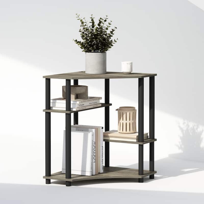 4 Tiers Wood Household Shelving Unit in French Oak/Black (31.1 in. W x 28.5 in. H x 22.5 in. D) - 31.1