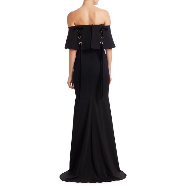 badgley mischka off the shoulder gown