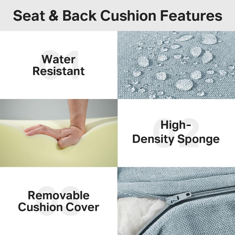 22" W x 24" D x 6" T Water & Fade Resistant Outdoor Lounge Chair Replacement Cushion Set