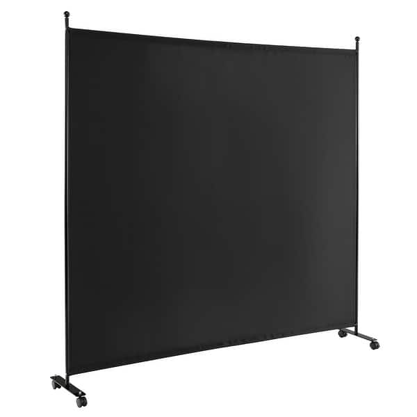 slide 2 of 6, 6FT Single Panel Room Divider with Wheels Rolling Privacy Screen Black