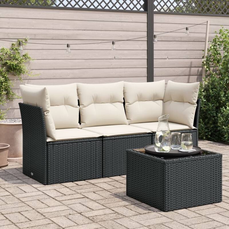 vidaXL Patio Sofa Set Black, Cream White - 21.7 x 21.7 x 14.6