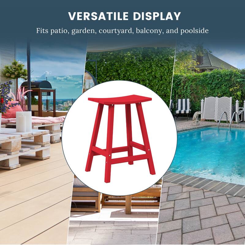 Laguna Hdpe All Weather Outdoor Patio 24" Saddle Seat Counter Stool (Set Of 2)