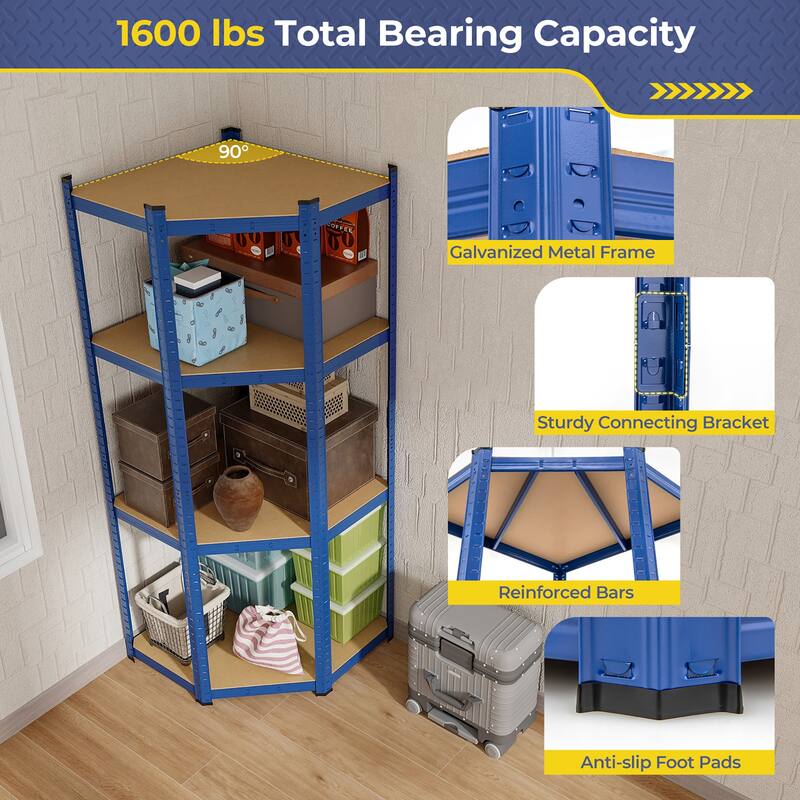 Gymax 2PCS 4-Tier Adjustable Garage Storage Utility Rack Corner
