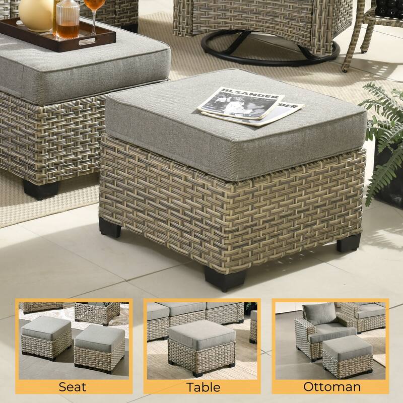 HOOOWOOO 8-piece Wicker Patio Furniture Swivel Chair Set
