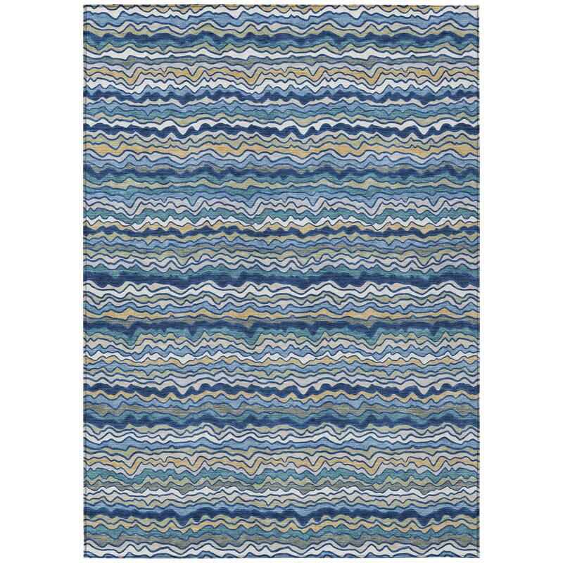 Machine Washable Indoor/ Outdoor Ziggy Stripe Chantille Rug