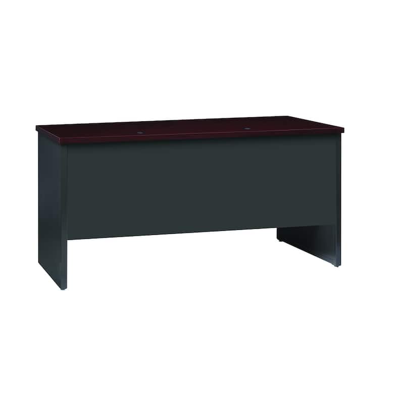 Hirsh 24D x 60W Double Pedestal Office Desk Credenza, Charcoal / Mahogany