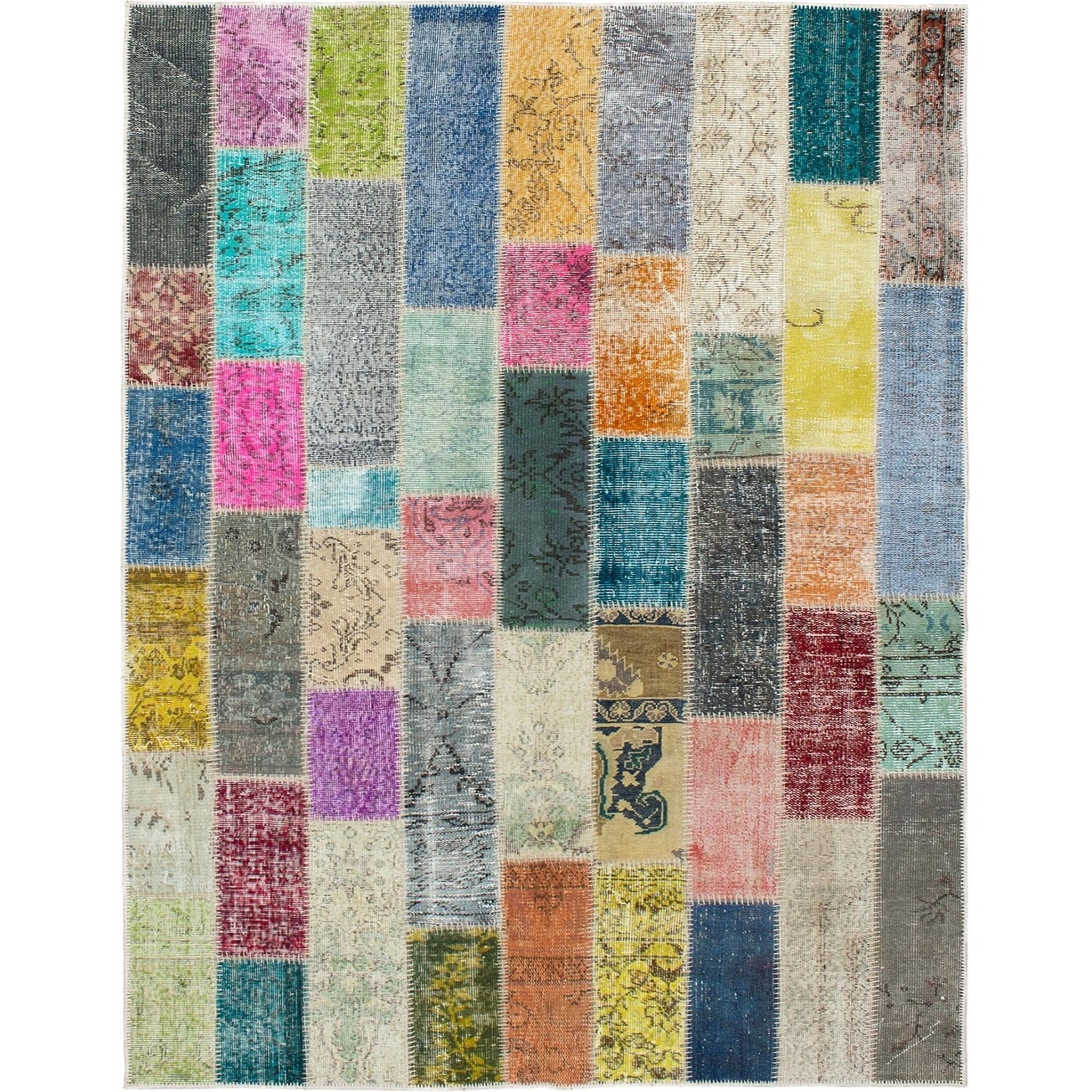 eCarpet Gallery Area Rug for Living Room Color Transition Patchwork Bohemian Multi Rug 5'7 x 7'9 288384 Hand-Knotted Wool Rug Bedroom