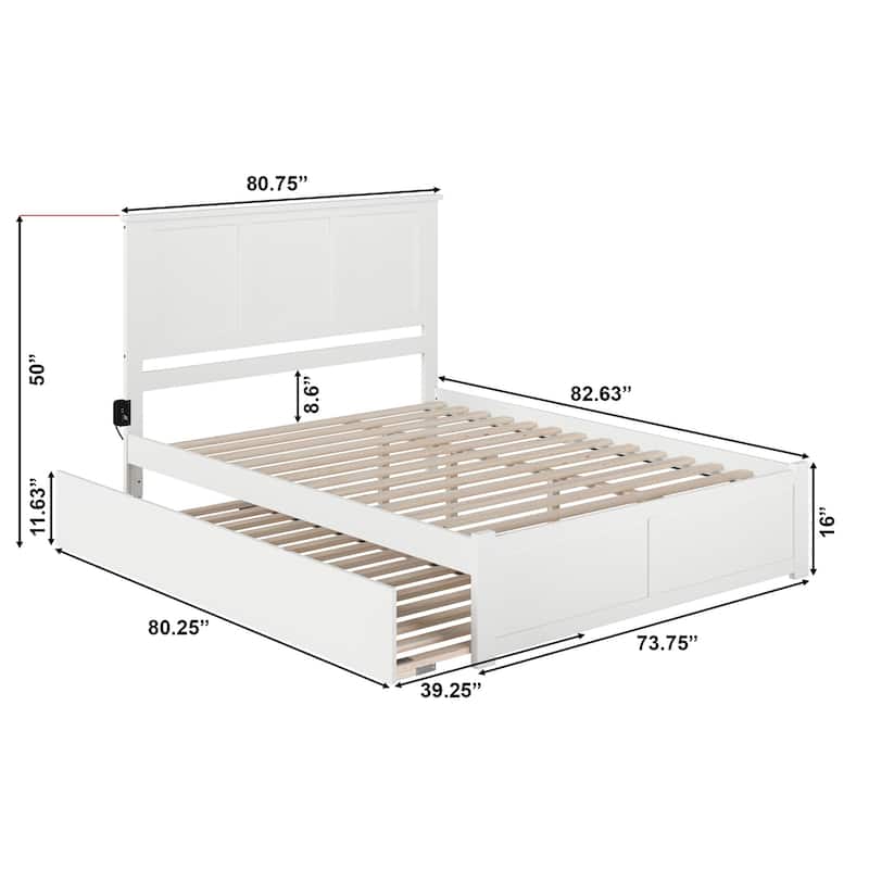 AFI Madison King Platform Bed with Footboard and Twin XL Trundle