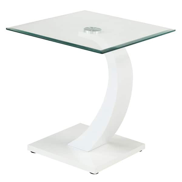 slide 2 of 9, Cres Contemporary 24-inch Glasstop End Table by Furniture of America White
