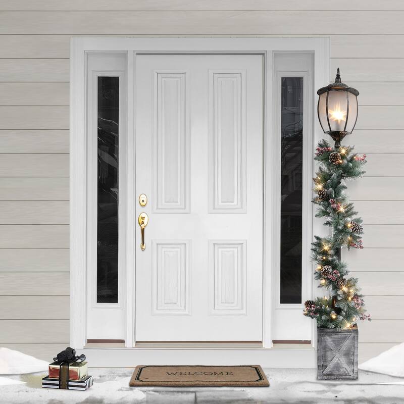 Puleo International 7' Lamp Post Decorated Garland
