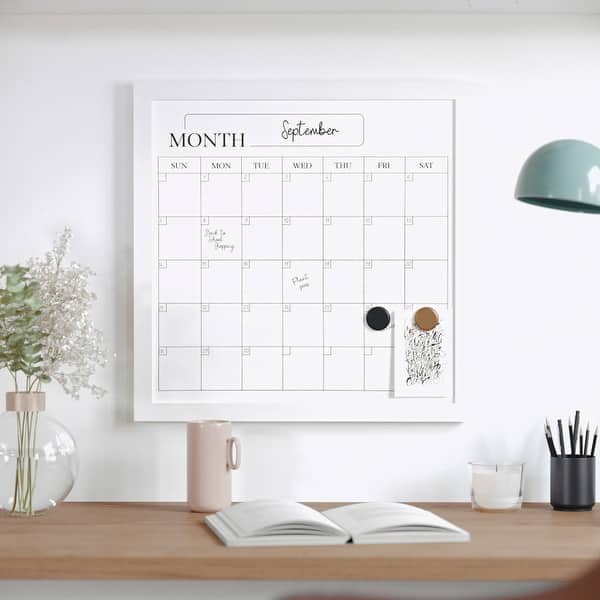 slide 2 of 14, Martha Stewart Dry Erase Magnetic Monthly Calendar and with Woodgrain Frame White Woodgrain