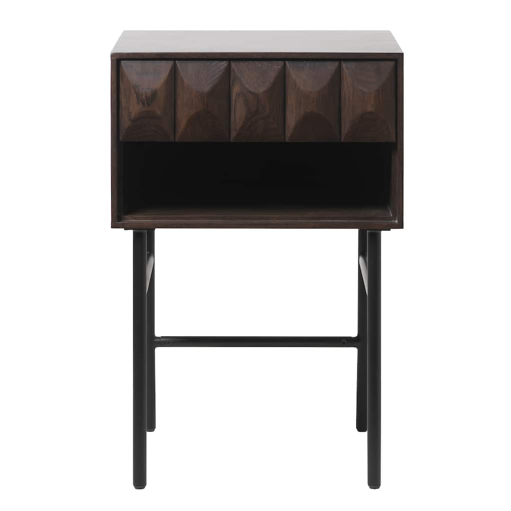 Rye Studio Modern 27" High Side Table with Drawer, Espresso Oak - 18"W x 18"L x 27"H