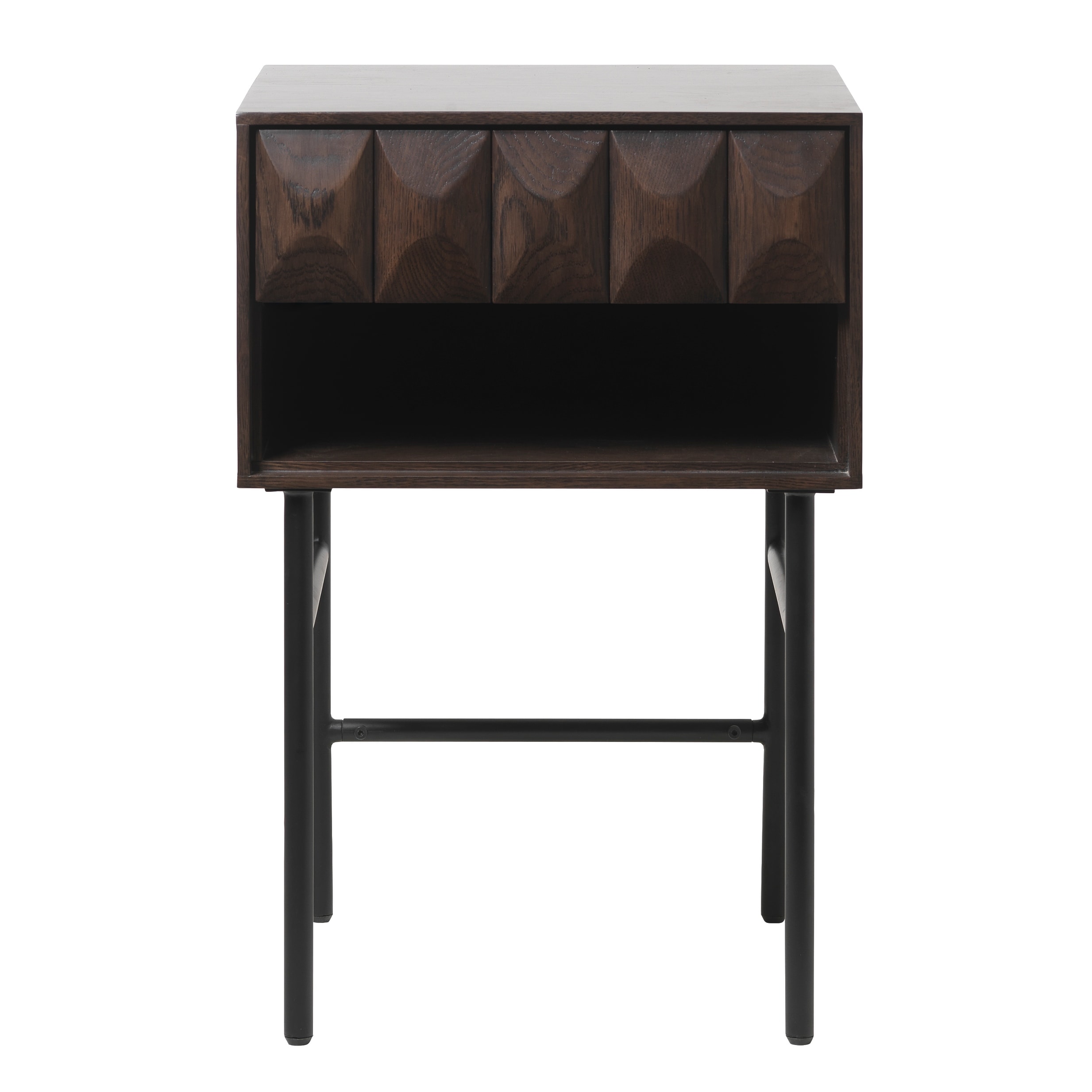 Rye Studio Modern 27" High Side Table with Drawer, Espresso Oak - 18"W x 18"L x 27"H