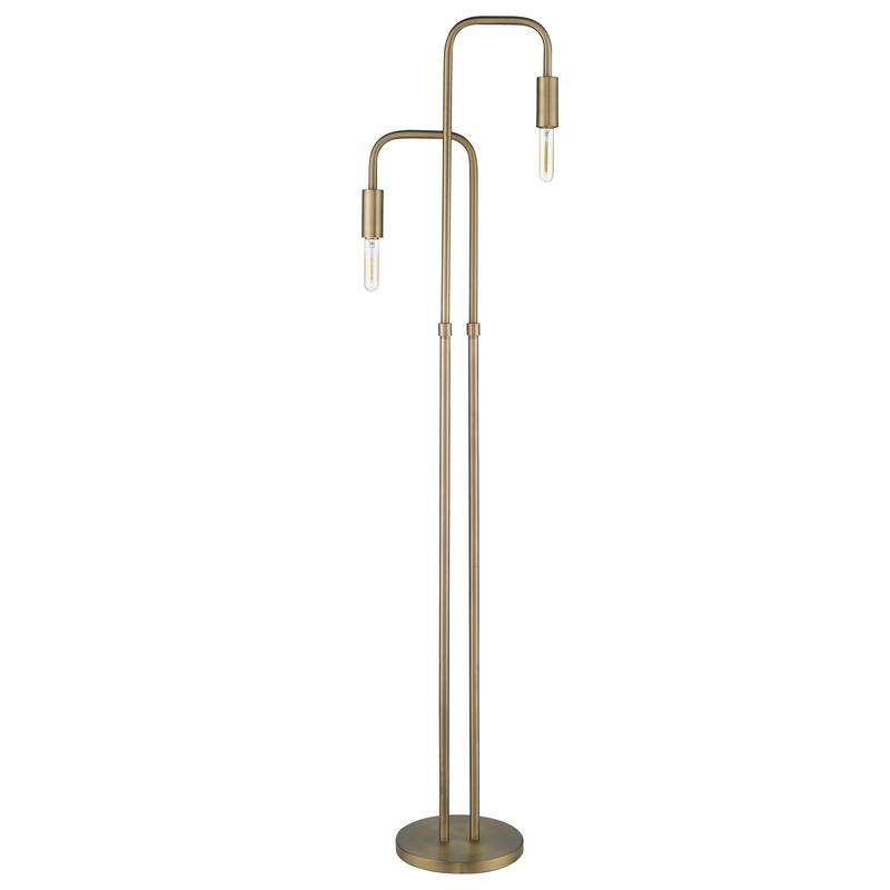 HomeRoots 63" Brass Two Light Torchiere Floor Lamp - 10