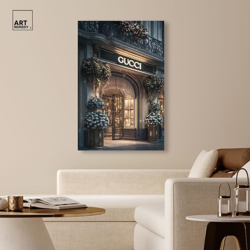Illuminated Luxury Store Canvas by Art Remedy, Gallery Wrapped
