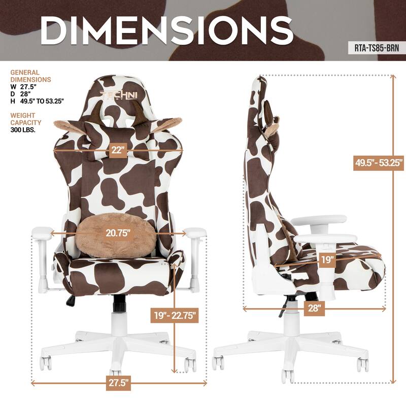 TS85 COW Print LUXX Series Gaming Chair
