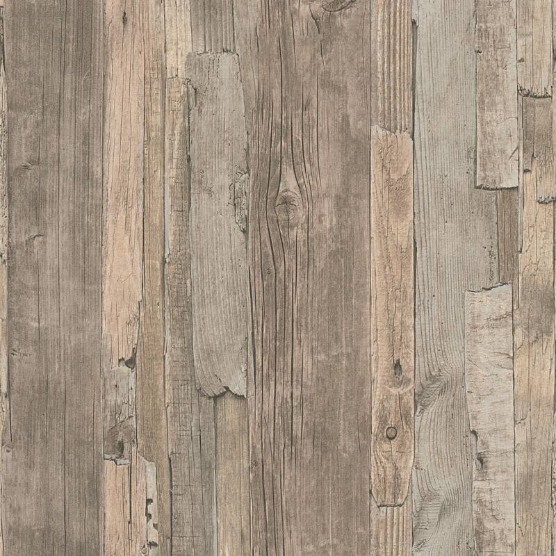Galerie Wallcoverings Woods and Wicker Collection Drift Wood Effect Matte Finish Vinly on Non-woven Wallpaper Roll - 33-feet long x 21-inches wide - Brown