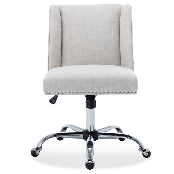 Shop Belleze Upholstered Linen Office Chair Nailhead Trim Swivel