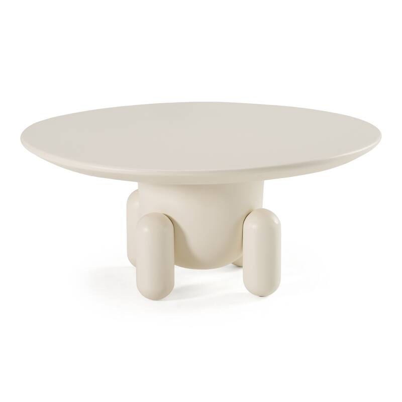 Modrest Gabby Contemporary White Round Coffee Table