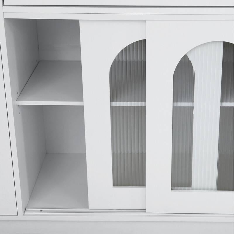 63" Buffet Hutch with Coffee Bar – 6 Drawers, 5 Adjustable Cabinets, Pegboard, Towel Rack & Power Outlet