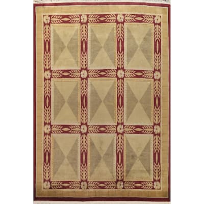 Geometric Vegetable Dye Nepalese Oriental Area Rug Wool Hand-knotted - 8'4" x 10'3"