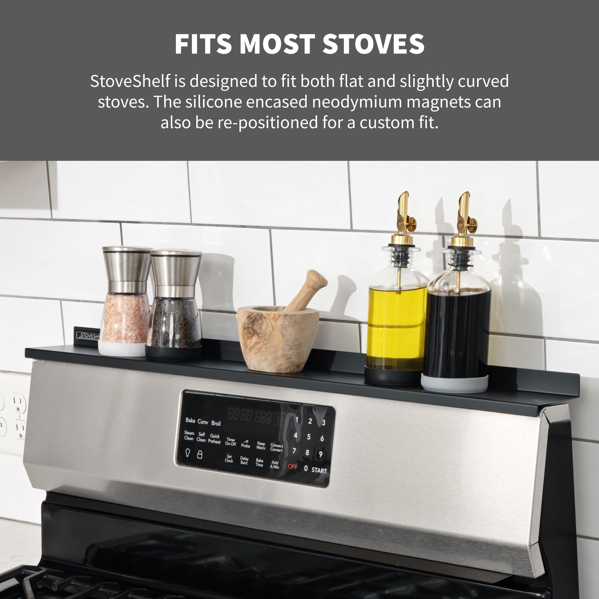 Stove discount magnetic shelf