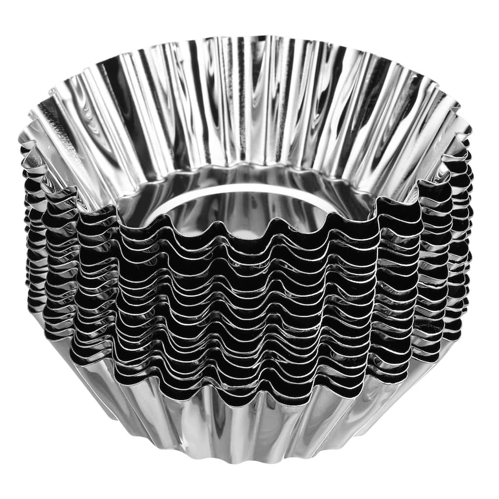 20pcs Cupcake Mold, Stainless Steel Cupcake Cake Pans Polygon Flower - Silver
